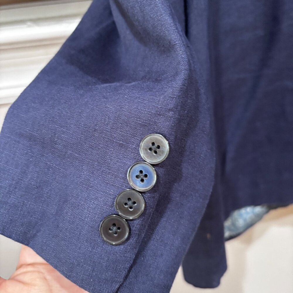 Lauren Ralph Lauren Blazer Mens Navy 100% Linen 48 Long - Picture 9 of 15